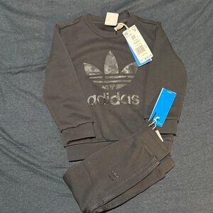 adidas Black Trefoil Crewneck and Joggers Set